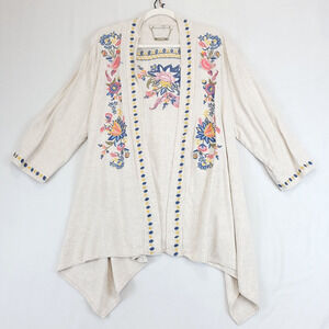 Floral Embroidered Cream Cardigan